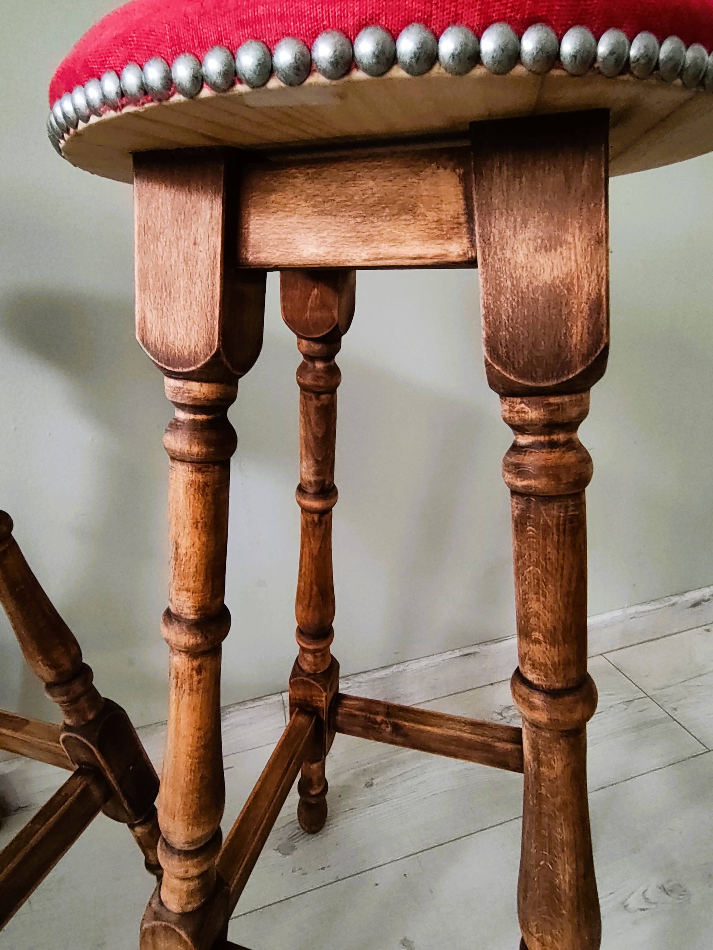Pair of antique high stools in solid wood