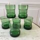 Set of a decanter and 6 glasses colored green bottle 70s