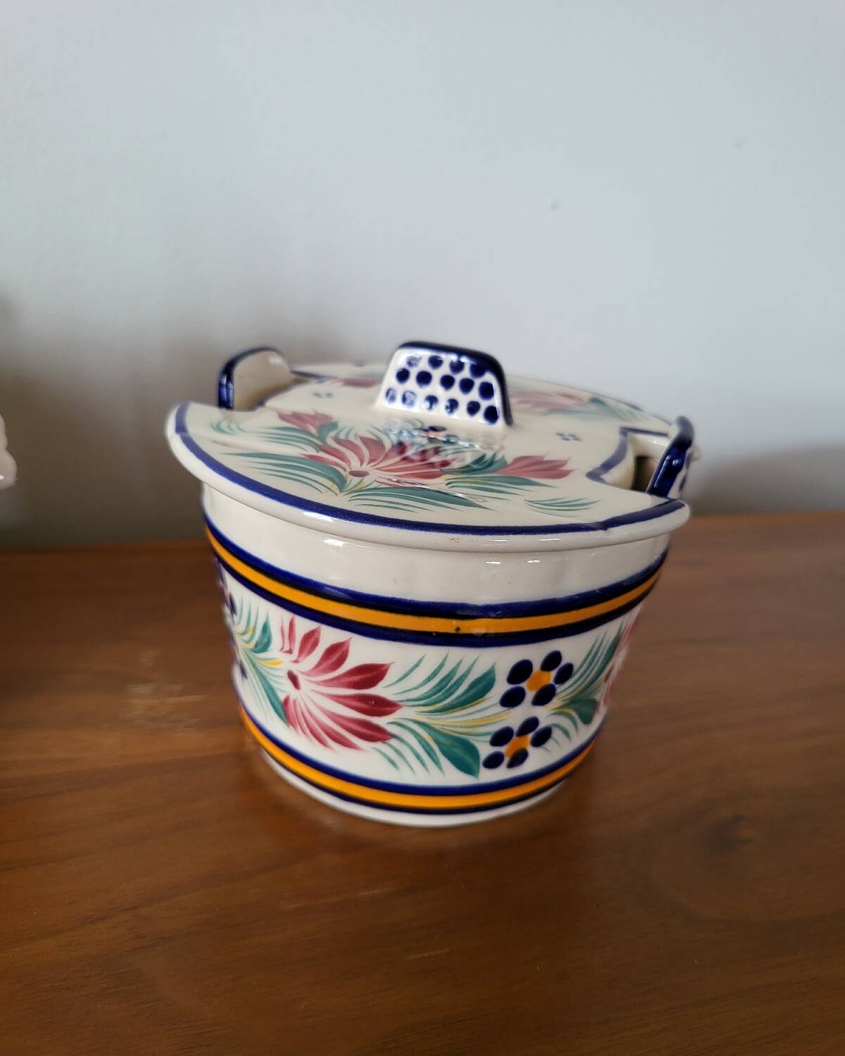 Quimper Earthenware Butter Dish HB Henriot