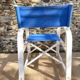 Folding canvas armchair by the sea La Baule 1960s