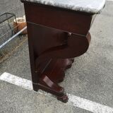 Console in mahogany veneer and marble