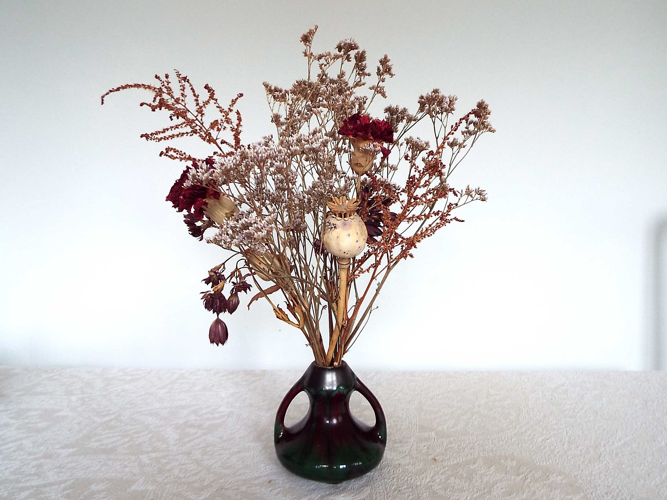 Flamed stoneware vase candle holder