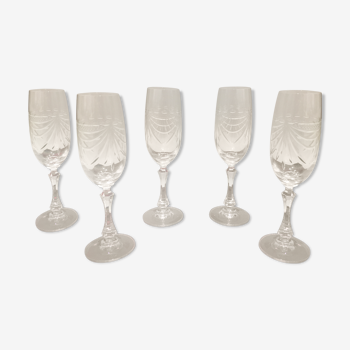 5 crystal champagne flutes