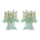 Pair of Italian Contemporary Murano Glass “Selle” Sconces with Green Water