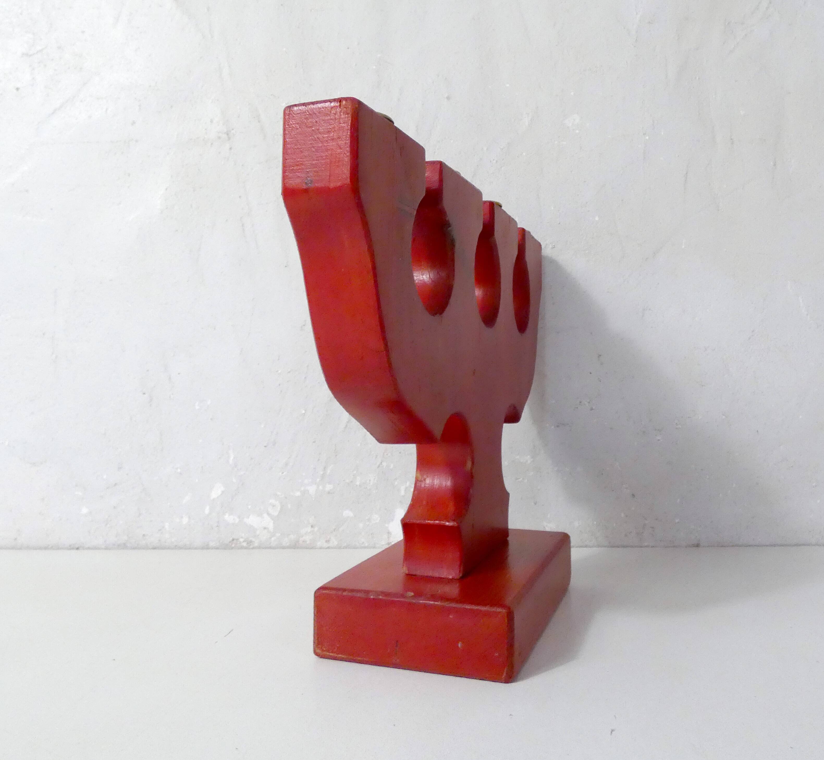 vintage painted wooden candlestick Scandinavian style