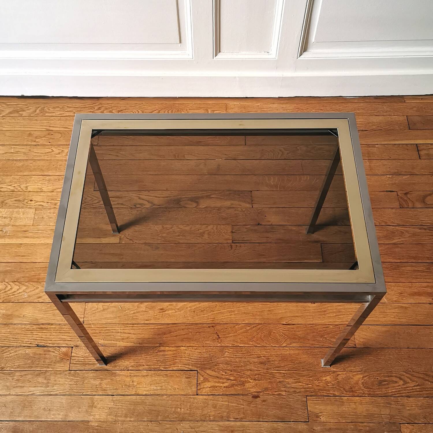 Chrome brass side table, 1970.