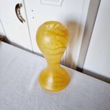 Vintage tulip shaped vase with flat base, in frosted (matte) blown glass