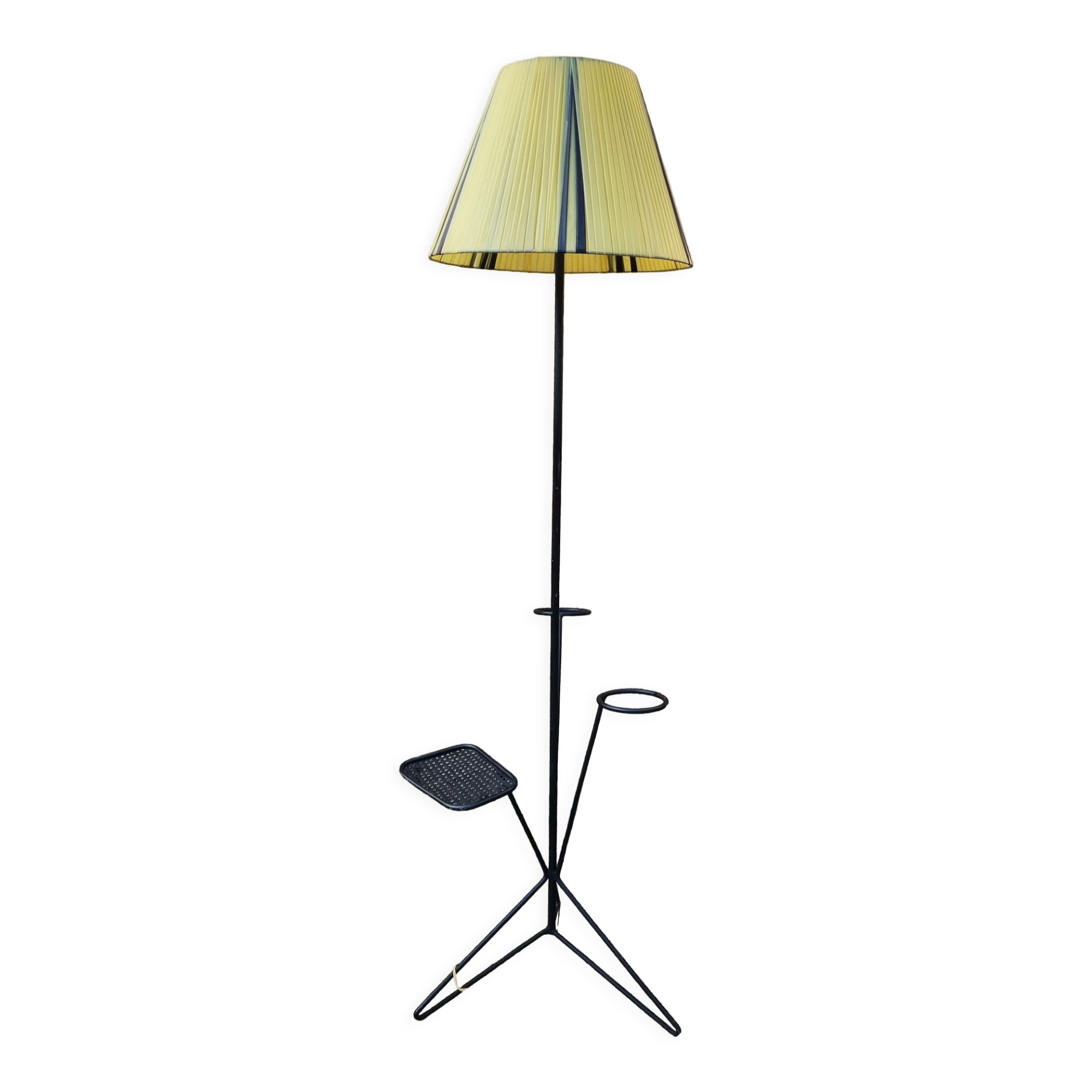 Tripod floor lamp, shelf and plant holder, vintage, 50s