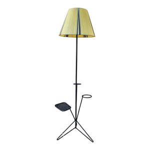 Lampadaire tripode, tablette et