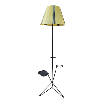 Tripod floor lamp, shelf and plant holder, vintage, 50s