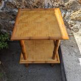 Vintage bedside table in bamboo effect wood, handcrafted in Japan style