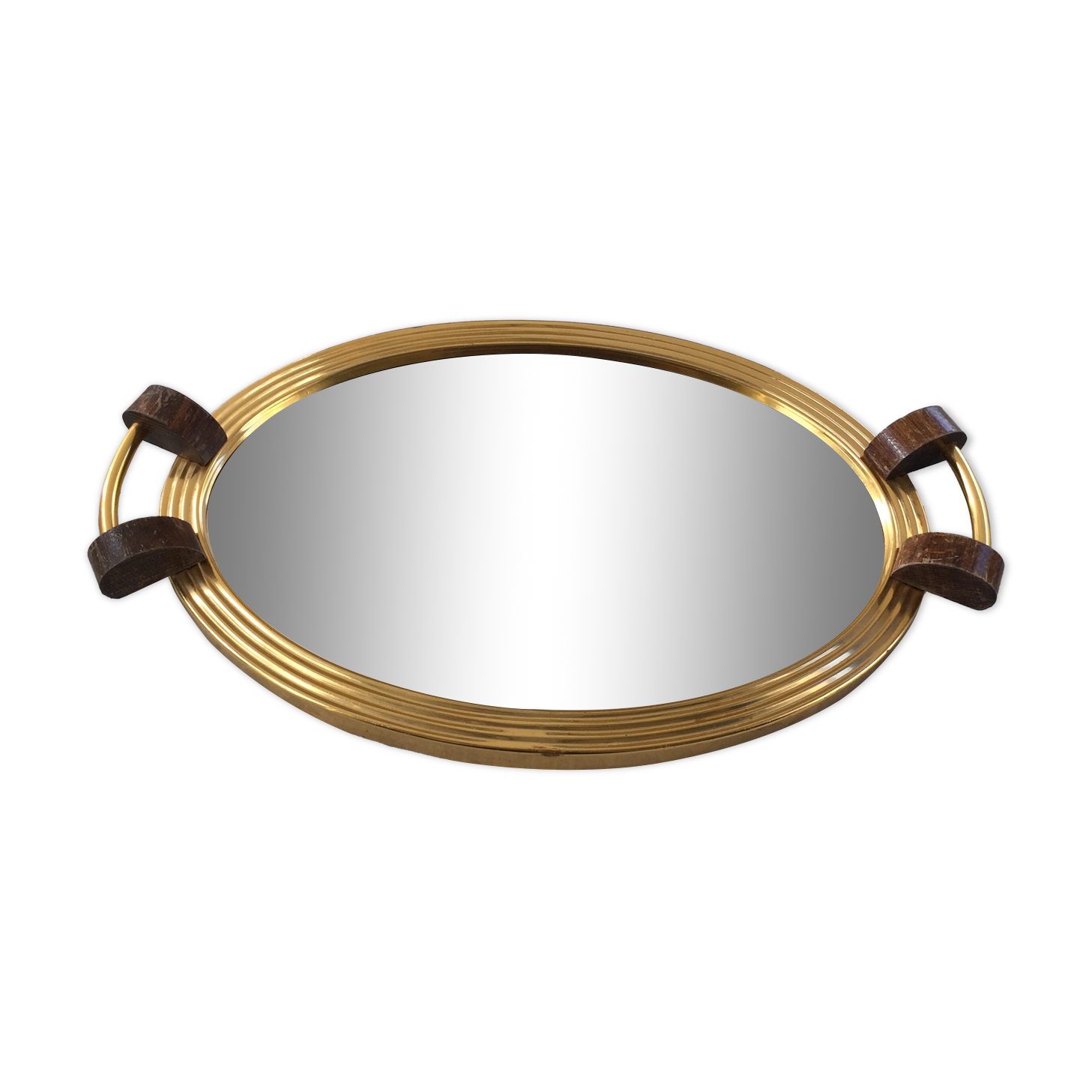 Plateau miroir art déco doré