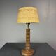 Midcentury French brutalist wood turned table lamp, Charles Dudouyt style