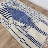 Vintage Azilal rug 264x150 cm - Blue geometric patterns