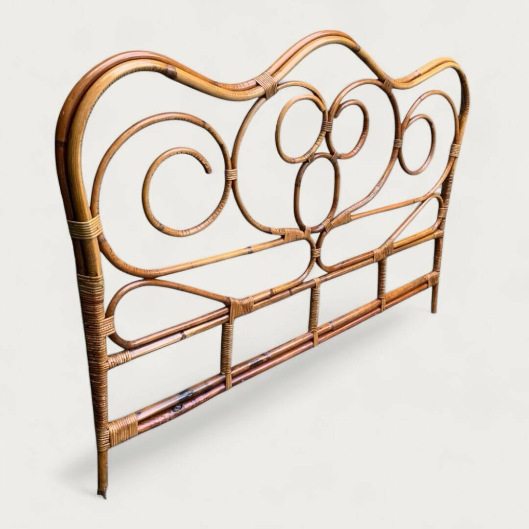 Bamboo and rattan headboard 160cm vintage 1960