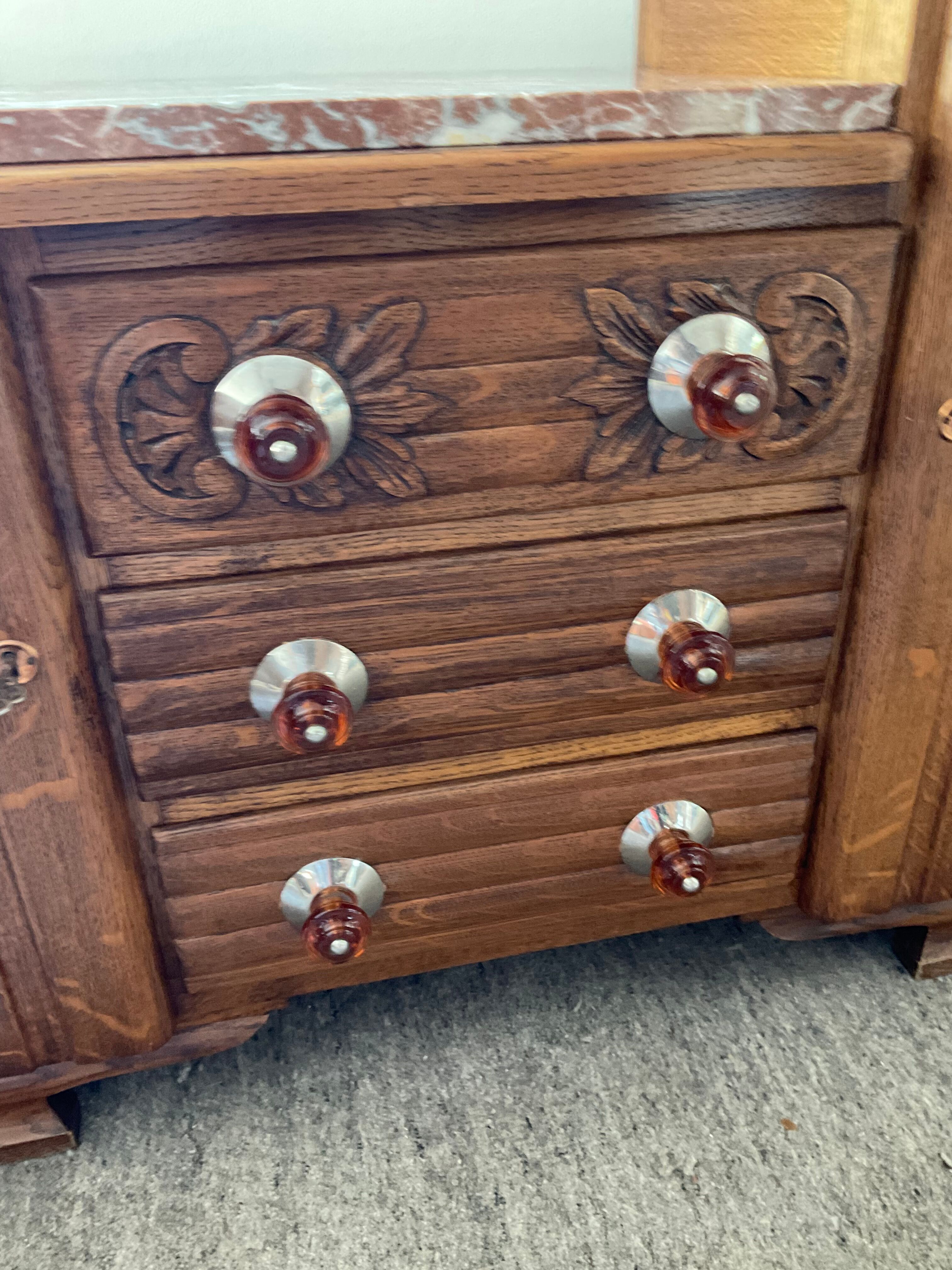 Art Deco sideboard in wood and marble