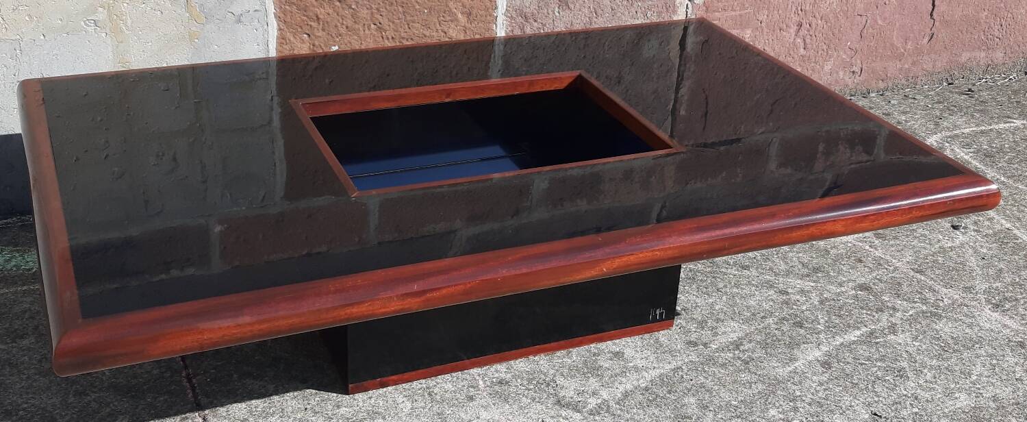 Signed coffee table (Jean Claude Mahey, 70s)
