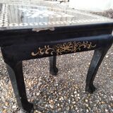 Table basse décor asiatique incrustation de nacres ancienne vintage