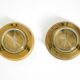 A pair of large, heavy 50s maritime ship wall lamps made of brass and glass