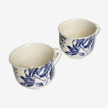 Lot de 2 tasse thé chocolat Gien bleu vintage art de la table ACC-7077