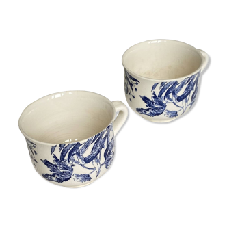 Lot de 2 tasse thé chocolat Gien bleu vintage art de la table ACC-7077