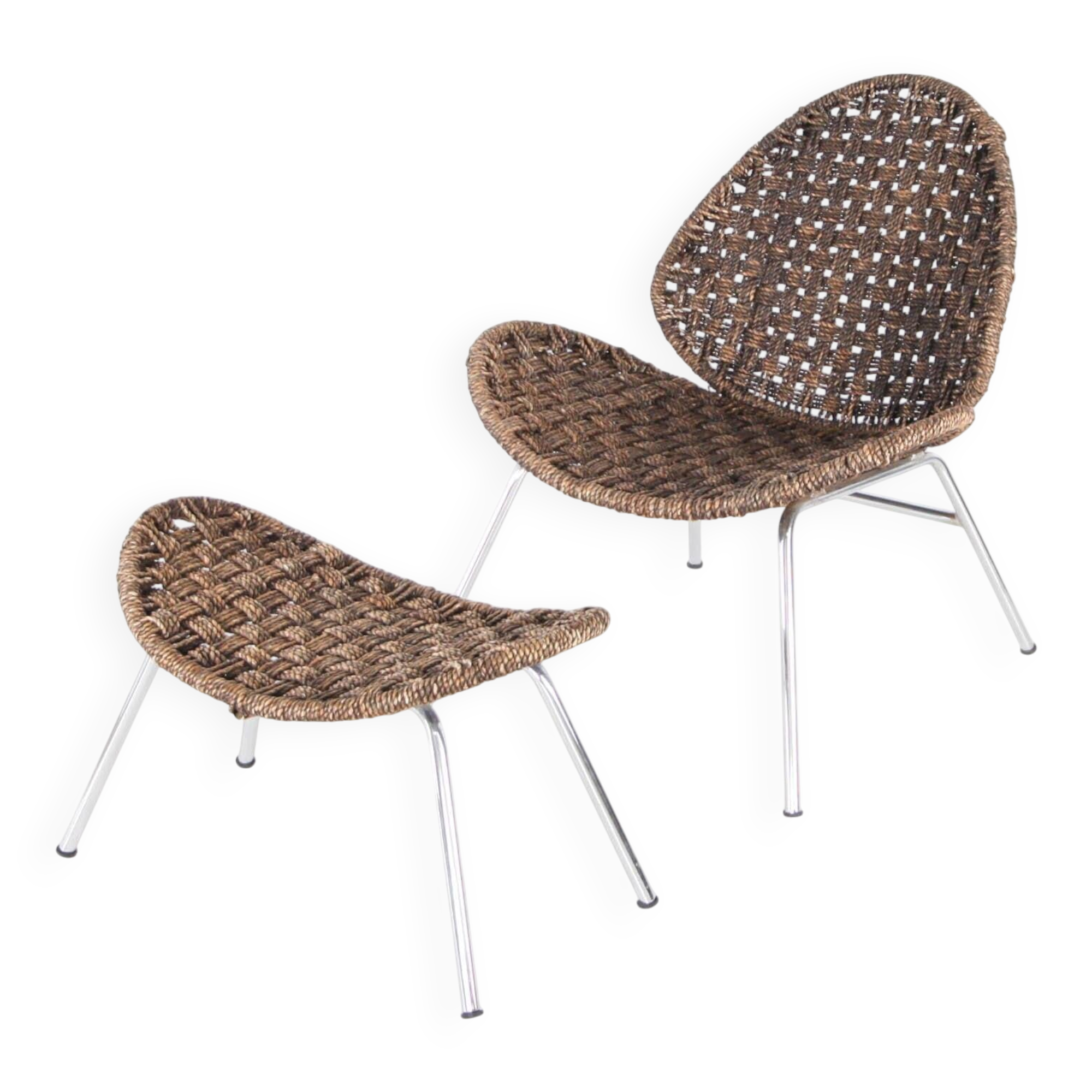 Chaise d’appoint en corde et son ottoman