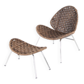 Chaise d’appoint en corde et son ottoman