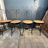 Set of 4 vintage wrought iron chairs from the 1940s.