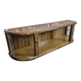 Upcycled Art Deco Walnut Wall Cabinet with Slatted Glass Corners - 1930s