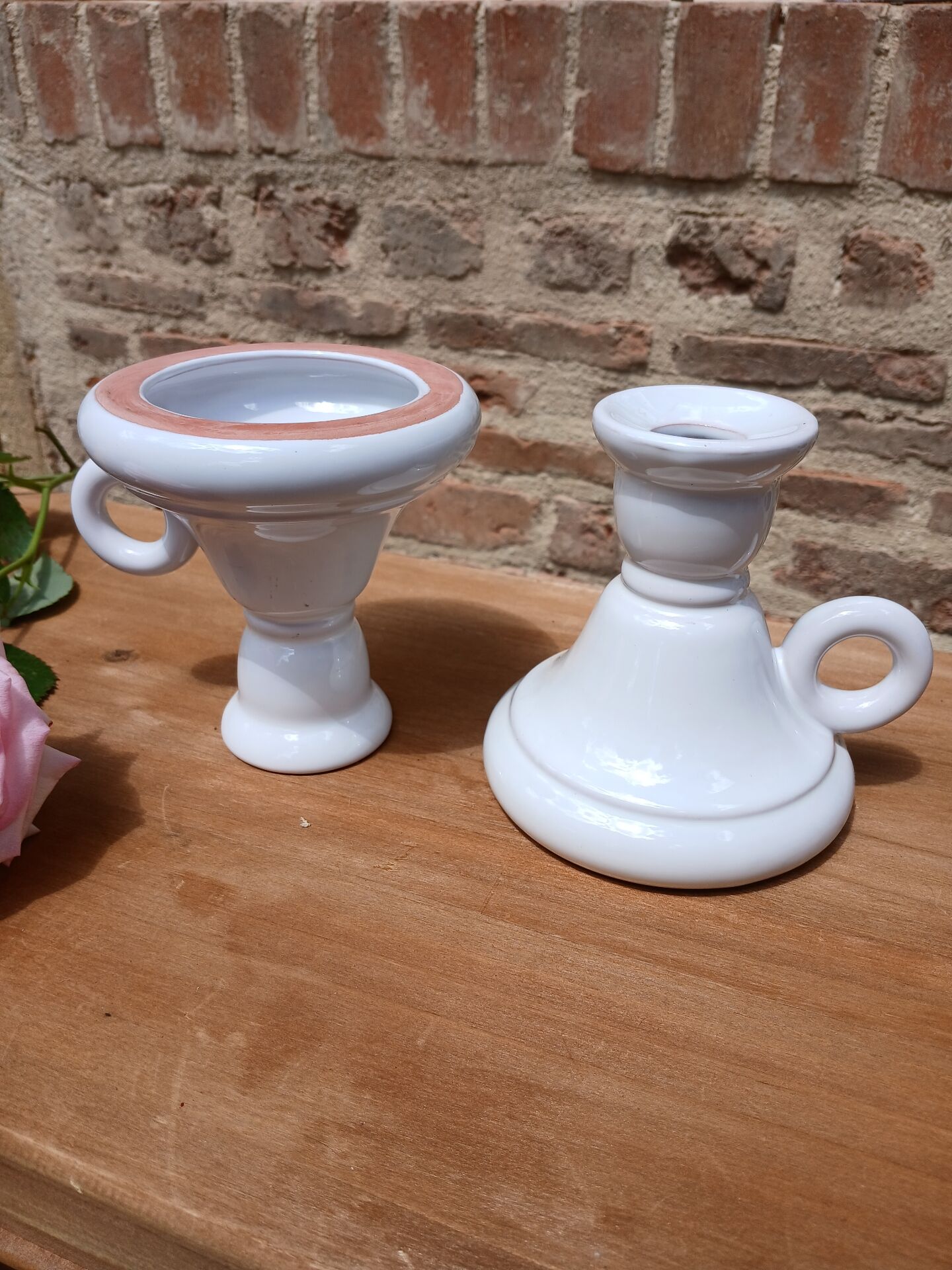 2 handmade ceramic candle holders