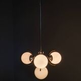 Art Deco Nickel and Glass Chandelier, 1930s