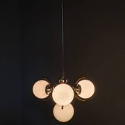 Art Deco Nickel and Glass Chandelier, 1930s