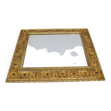 1940s Italian Mirror in Golden Wood Frame