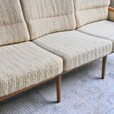 Canapé 3 places Mid-Century Design Scandinave Teck et Tissu