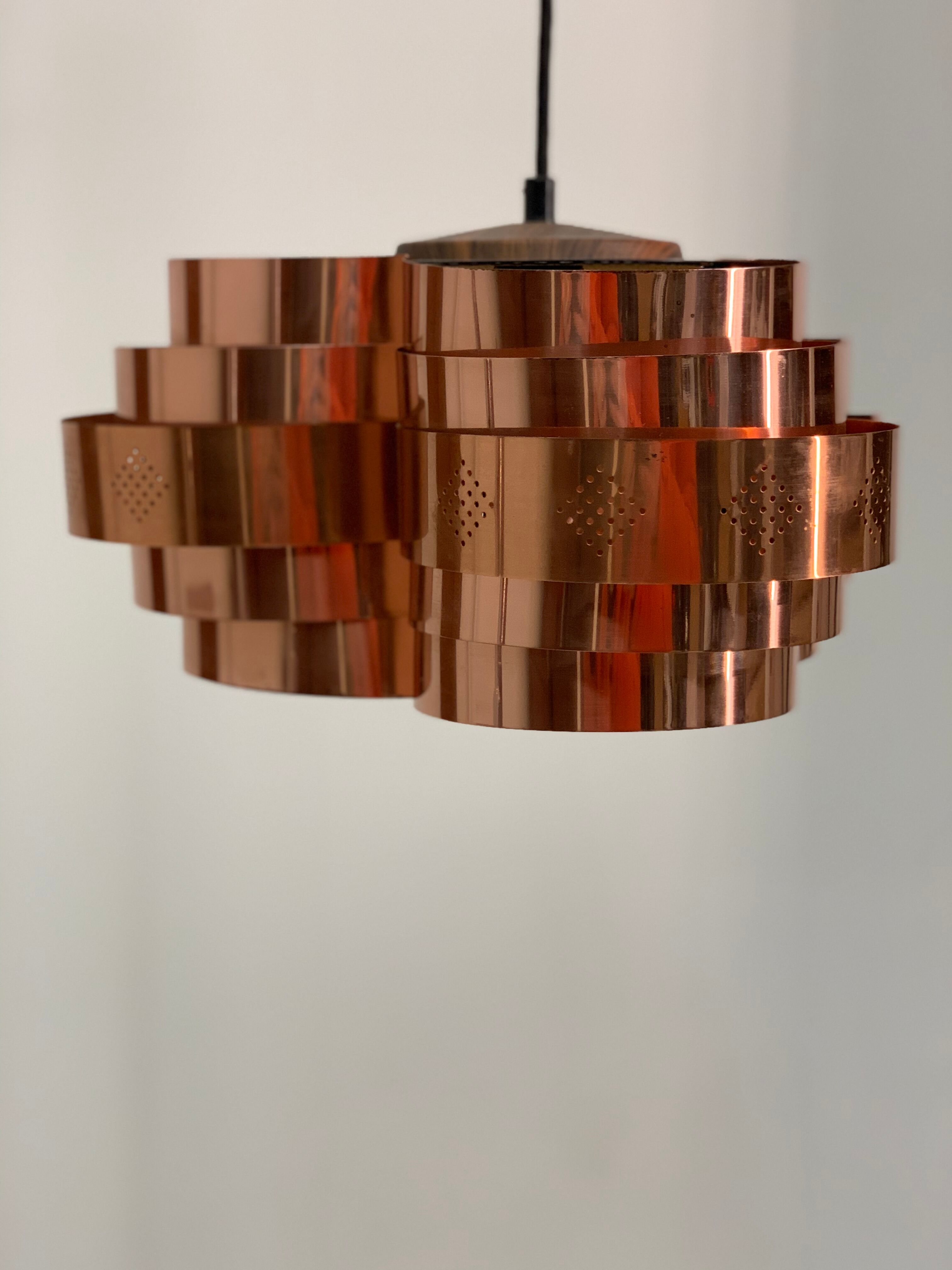 Copper Ceiling Lamp by Verner Schou für Coronell, 1967