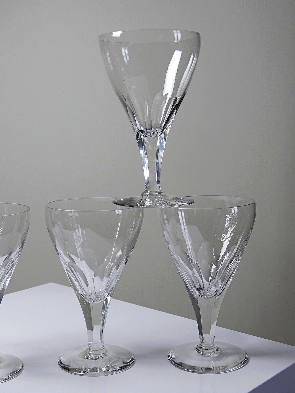 Antique service of 6 cut crystal glasses attributed to Moser, Bohemia.