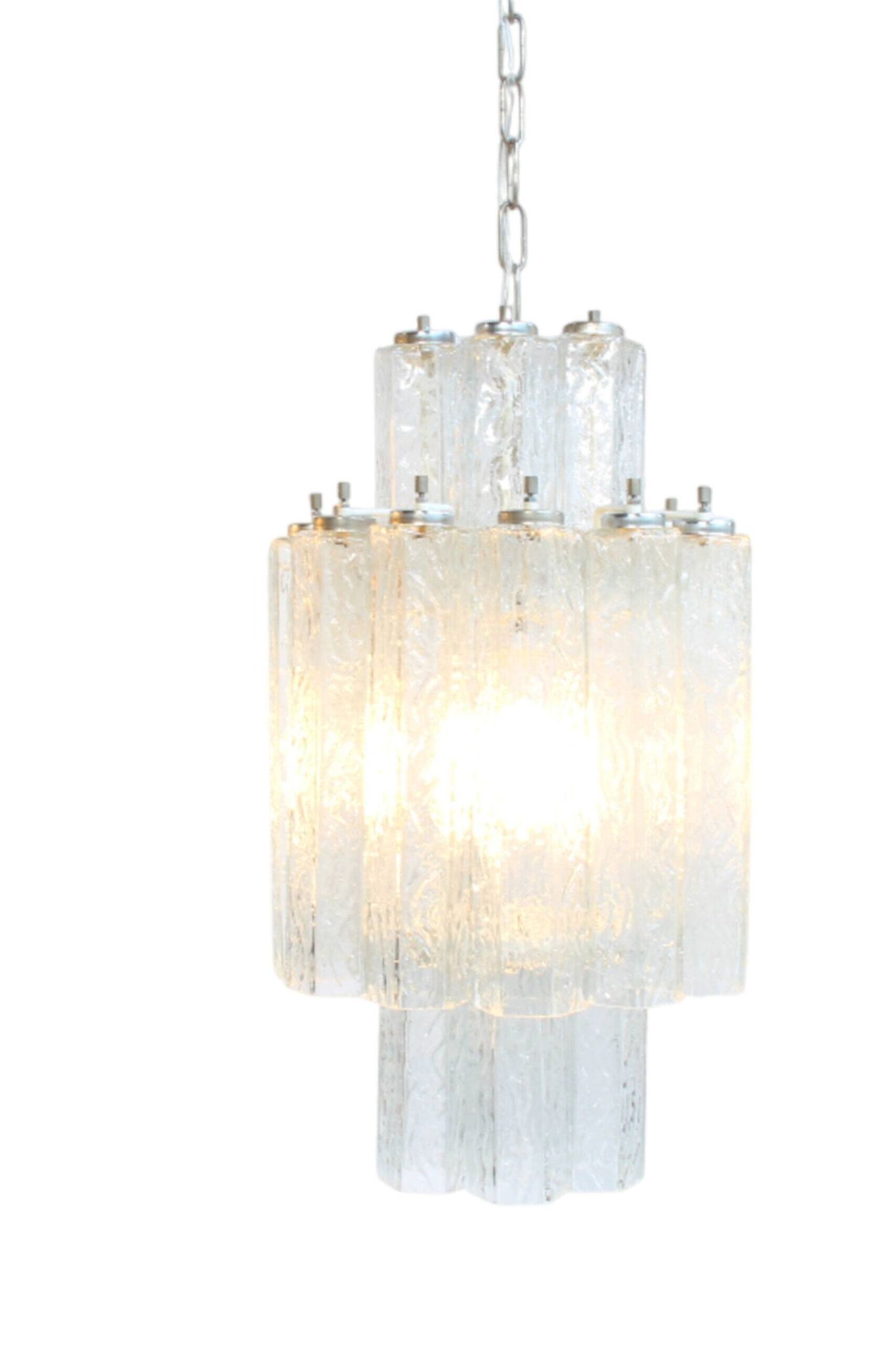 Chandelier with Murano tubes vintage attributed to Venini