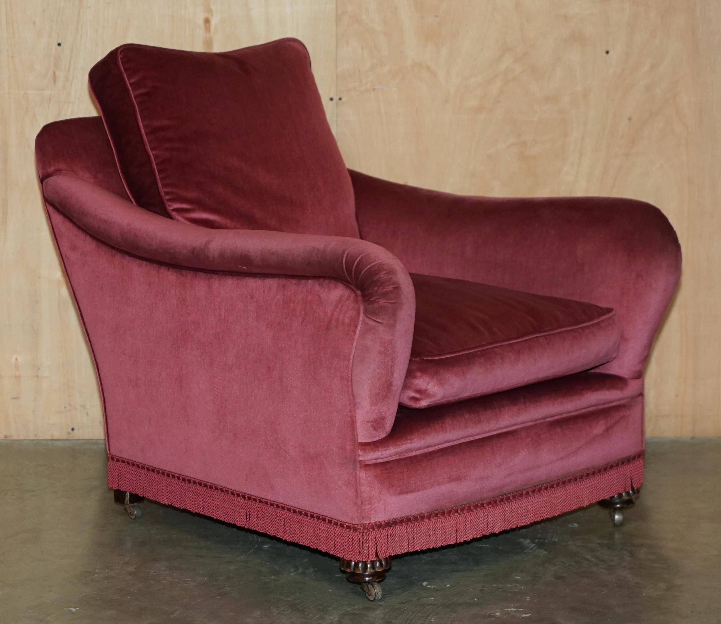 Sofa set and a pair of Victorian velvet armchairs.