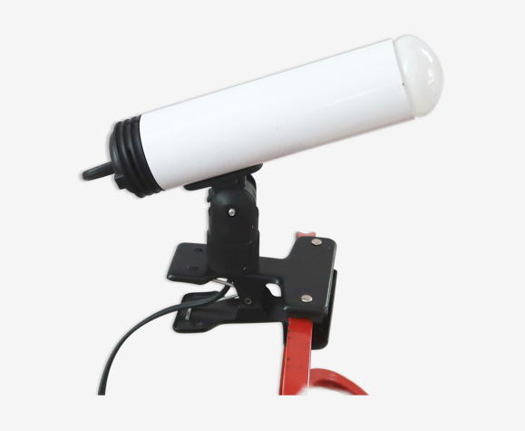 Lampe spot à pince tubulaire blanche, années 80