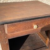 Solid oak bedside table and vintage compass legs
