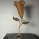 Large midcentury rattan wicker flower table lamp, 1960s