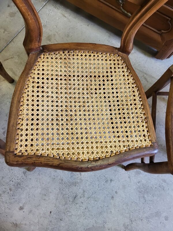 Series of 4 louis philippe walnut chairs with canning