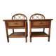 Pair of vintage rattan and cane bedside tables, 1970s