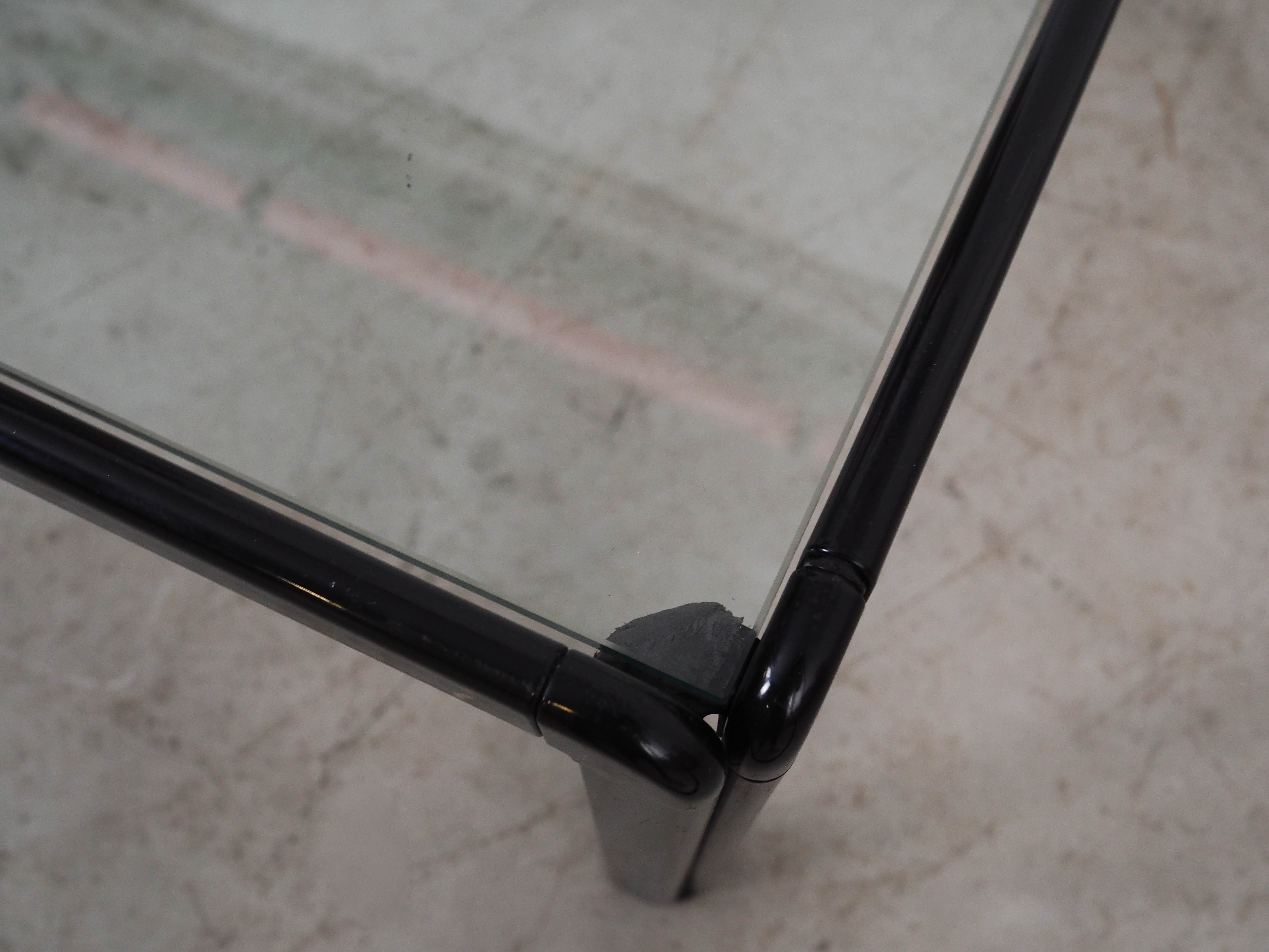 Square glass coffee table, Italian design, 1970s, made in Italy
