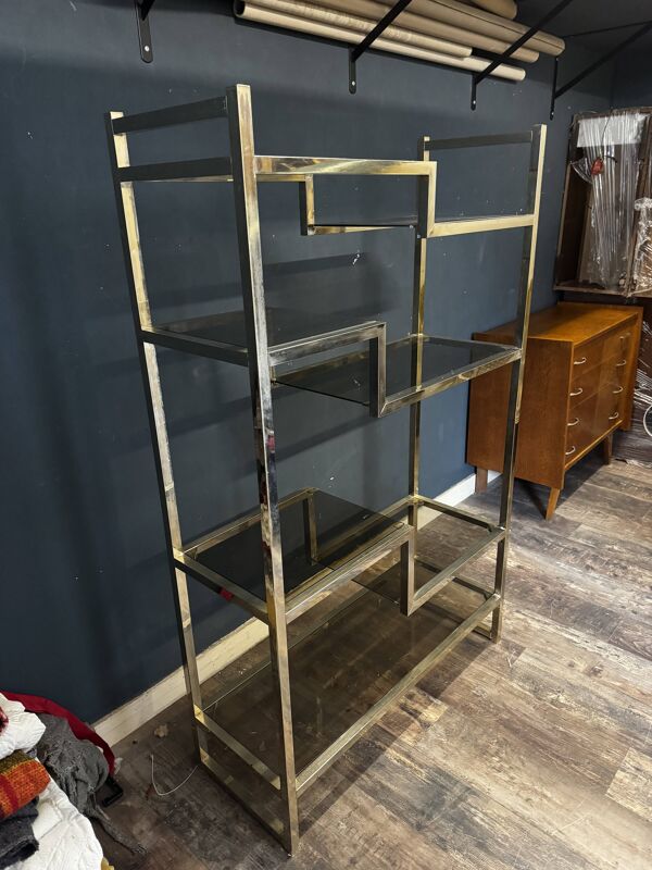 Etagère Chrome et verres Vintage 1970