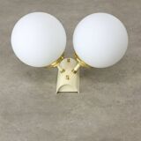 Vintage Italian Brass and Opaline Wall Lamp