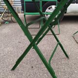 Garden set table and folding metal chairs