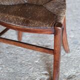 Chaise de nourrice ancienne en bois et paille