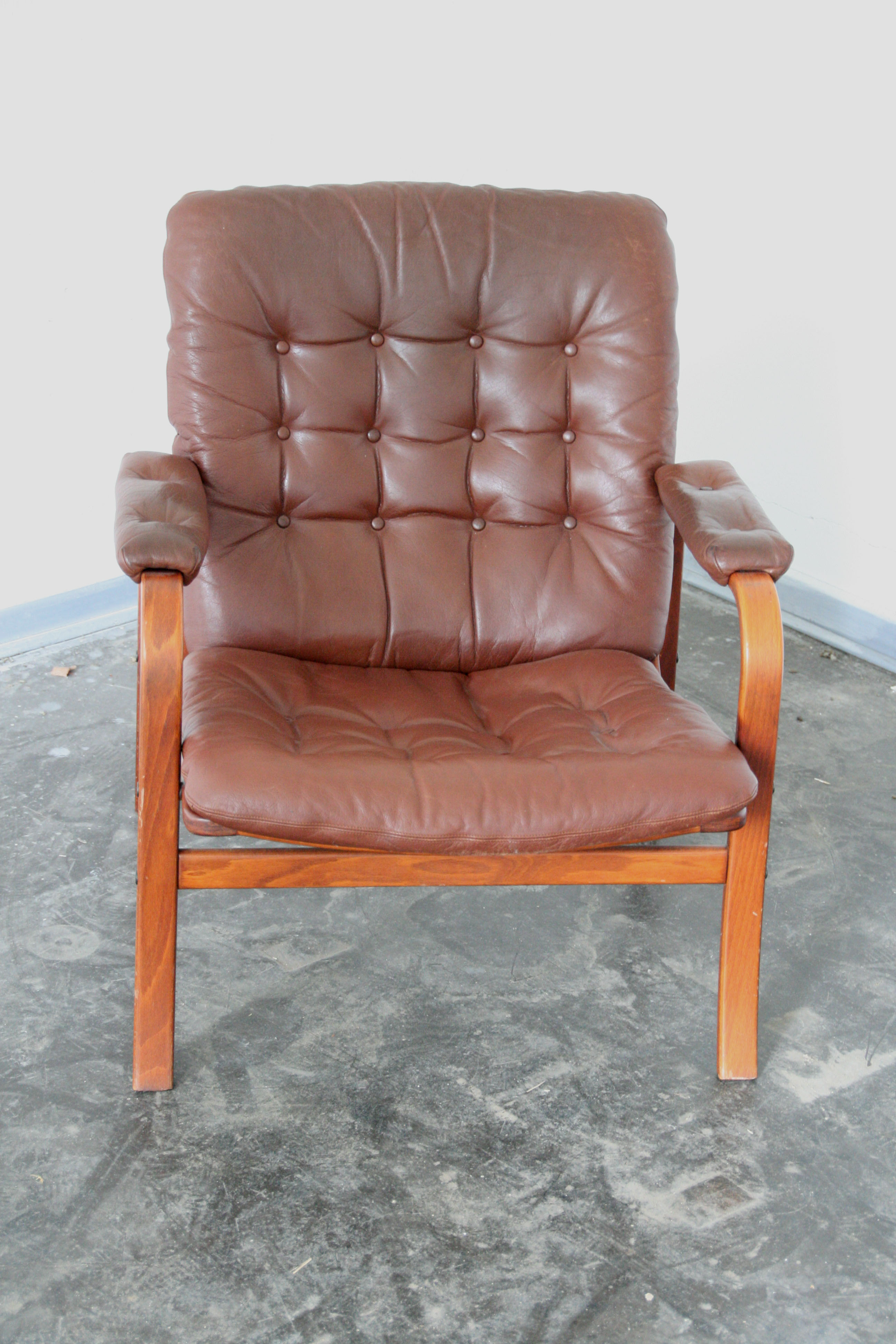 Vintage leather lounge chair by Gotte mobil Sweden