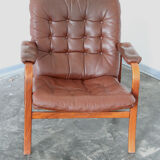 Vintage leather lounge chair by Gotte mobil Sweden